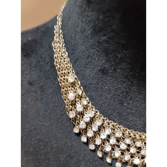 Women's Elegant Gold Tone Crystal Necklace With Lobster Clasp Sparkling Design - Picture 5 of 6